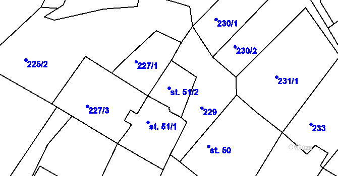 Parcela st. 51/2 v KÚ Sedlov, Katastrální mapa