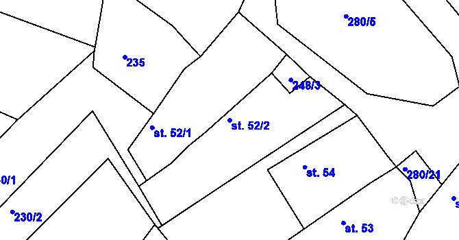 Parcela st. 52/2 v KÚ Sedlov, Katastrální mapa