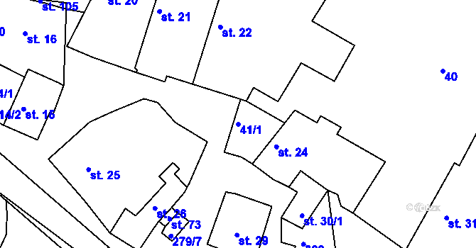 Parcela st. 41/1 v KÚ Sedlov, Katastrální mapa