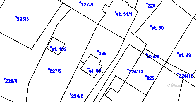 Parcela st. 228 v KÚ Sedlov, Katastrální mapa