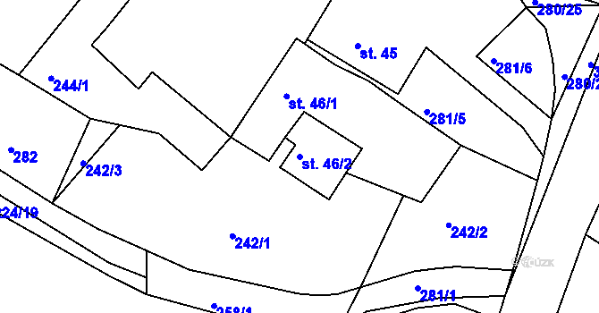 Parcela st. 46/2 v KÚ Sedlov, Katastrální mapa