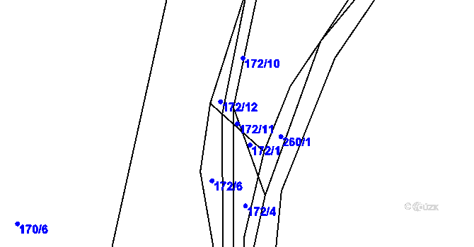 Parcela st. 172/11 v KÚ Sedlov, Katastrální mapa