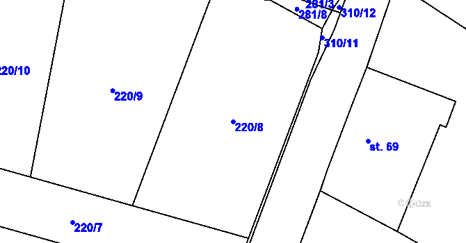 Parcela st. 220/8 v KÚ Sedlov, Katastrální mapa