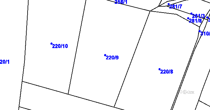 Parcela st. 220/9 v KÚ Sedlov, Katastrální mapa