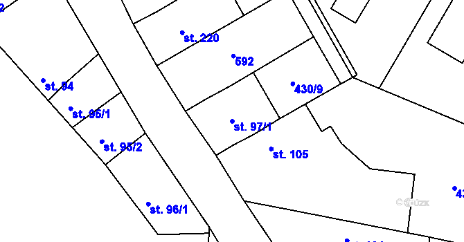 Parcela st. 97/1 v KÚ Ratenice, Katastrální mapa