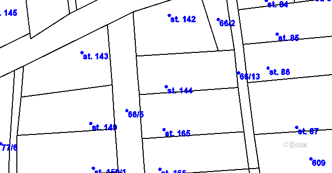 Parcela st. 144 v KÚ Ratenice, Katastrální mapa