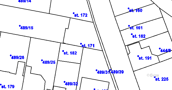 Parcela st. 171 v KÚ Ratenice, Katastrální mapa