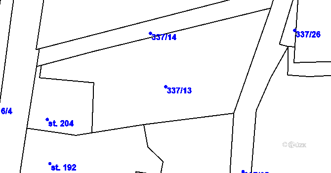 Parcela st. 337/13 v KÚ Ratenice, Katastrální mapa