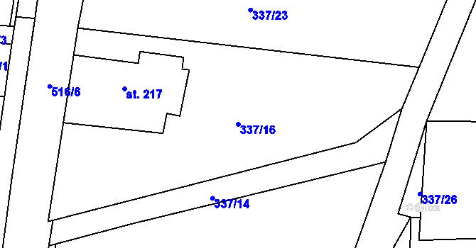 Parcela st. 337/16 v KÚ Ratenice, Katastrální mapa