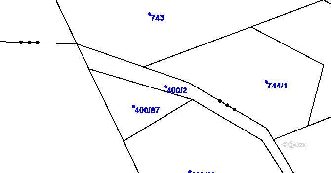 Parcela st. 400/2 v KÚ Ratenice, Katastrální mapa
