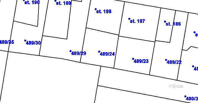 Parcela st. 489/24 v KÚ Ratenice, Katastrální mapa
