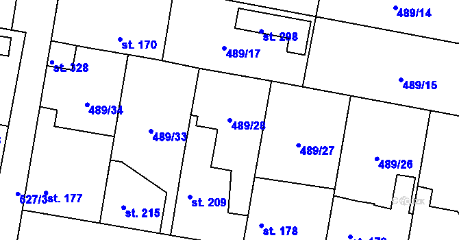 Parcela st. 489/28 v KÚ Ratenice, Katastrální mapa