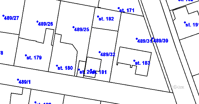 Parcela st. 489/32 v KÚ Ratenice, Katastrální mapa