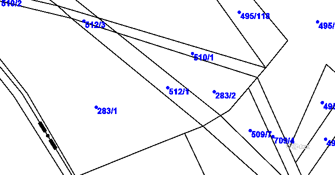 Parcela st. 512/1 v KÚ Ratenice, Katastrální mapa