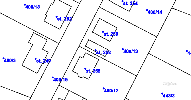 Parcela st. 258 v KÚ Ratenice, Katastrální mapa