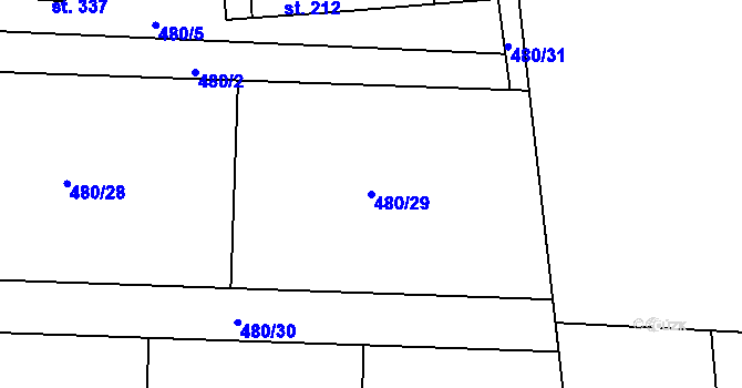 Parcela st. 480/29 v KÚ Ratenice, Katastrální mapa