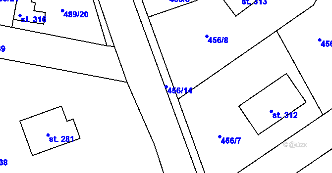 Parcela st. 456/14 v KÚ Ratenice, Katastrální mapa