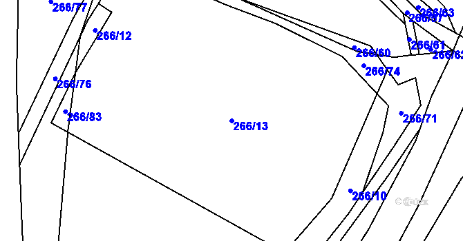 Parcela st. 266/13 v KÚ Ratenice, Katastrální mapa