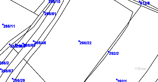Parcela st. 266/22 v KÚ Ratenice, Katastrální mapa