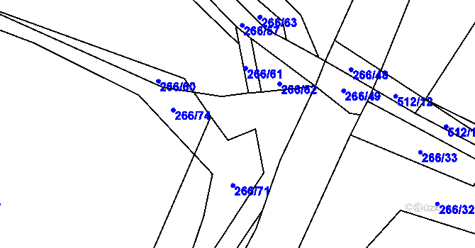 Parcela st. 266/72 v KÚ Ratenice, Katastrální mapa
