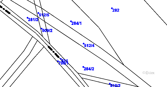 Parcela st. 512/4 v KÚ Ratenice, Katastrální mapa