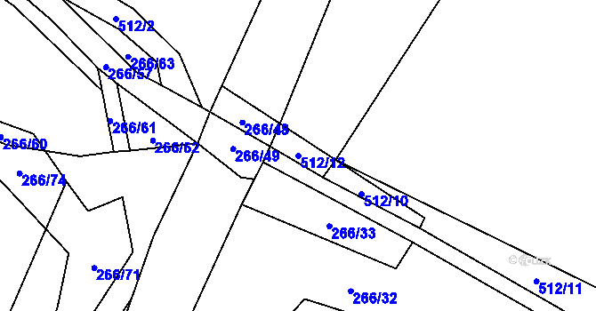 Parcela st. 512/12 v KÚ Ratenice, Katastrální mapa