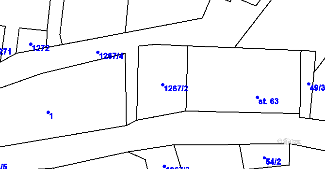 Parcela st. 1267/2 v KÚ Ratiboř u Jindřichova Hradce, Katastrální mapa