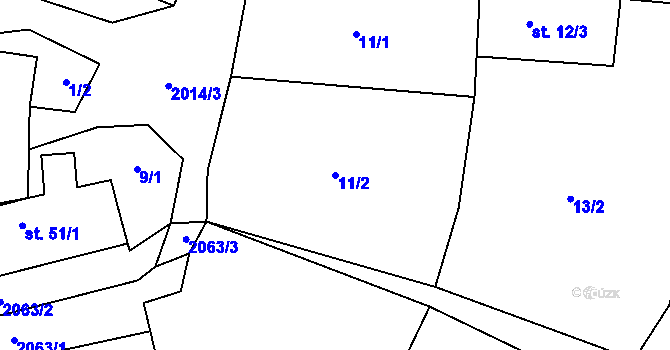 Parcela st. 11/2 v KÚ Branišovice u Ratiboře, Katastrální mapa
