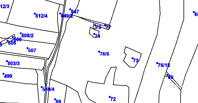 Parcela st. 76/5 v KÚ Branišovice u Ratiboře, Katastrální mapa