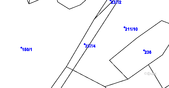 Parcela st. 237/4 v KÚ Branišovice u Ratiboře, Katastrální mapa