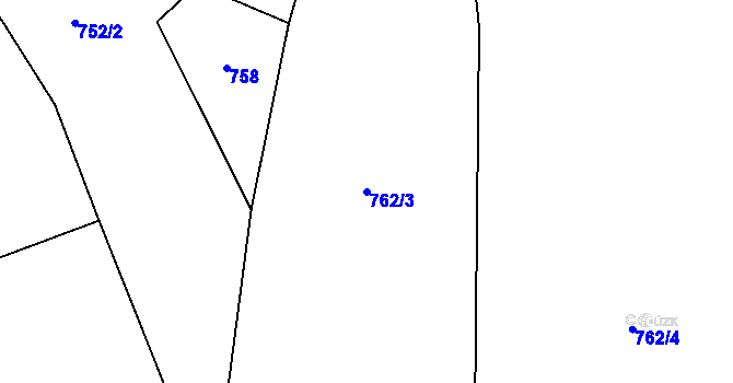 Parcela st. 762/3 v KÚ Branišovice u Ratiboře, Katastrální mapa