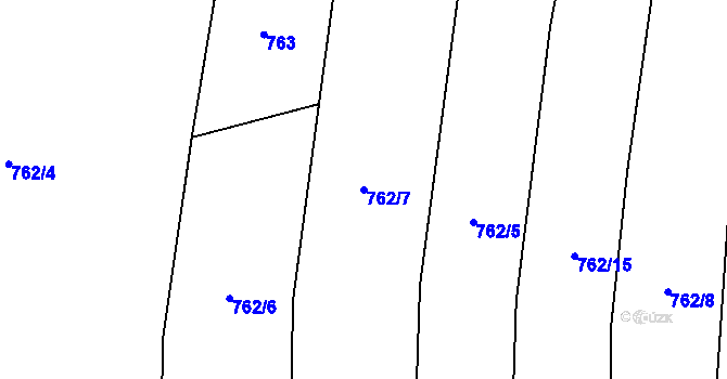 Parcela st. 762/7 v KÚ Branišovice u Ratiboře, Katastrální mapa