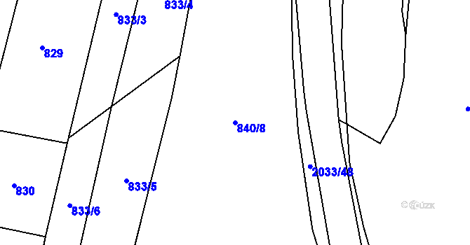 Parcela st. 840/8 v KÚ Branišovice u Ratiboře, Katastrální mapa