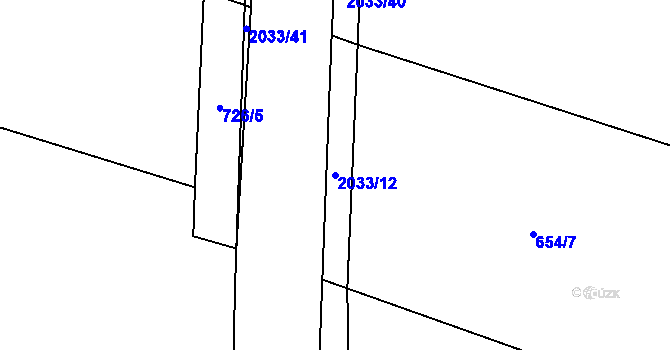 Parcela st. 2033/12 v KÚ Branišovice u Ratiboře, Katastrální mapa