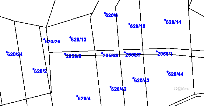 Parcela st. 2058/9 v KÚ Branišovice u Ratiboře, Katastrální mapa