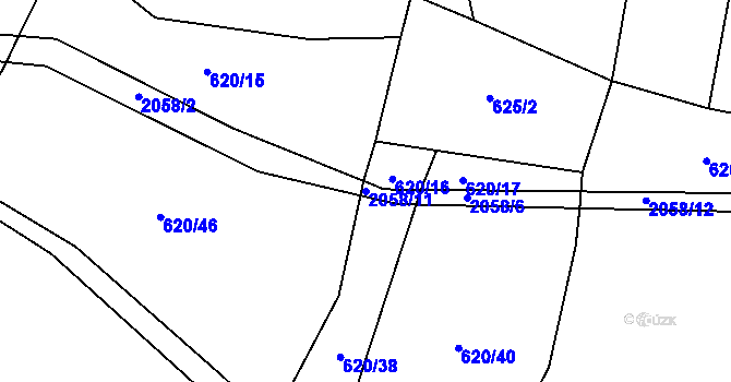 Parcela st. 2058/11 v KÚ Branišovice u Ratiboře, Katastrální mapa