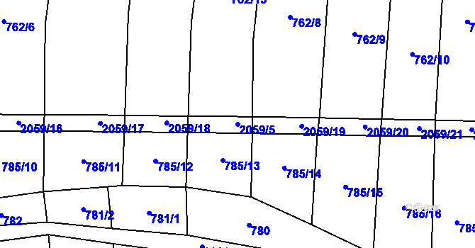 Parcela st. 2059/5 v KÚ Branišovice u Ratiboře, Katastrální mapa