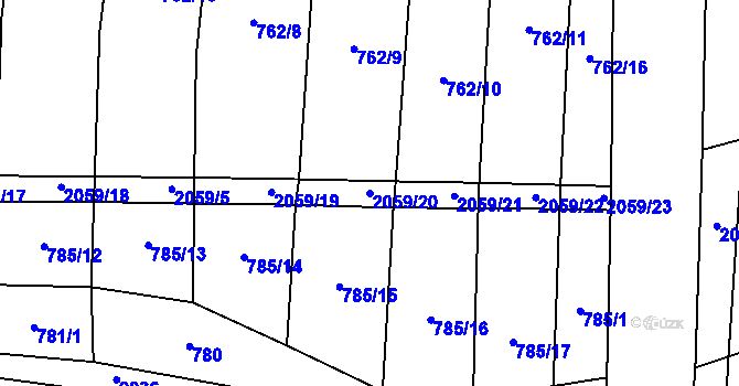 Parcela st. 2059/20 v KÚ Branišovice u Ratiboře, Katastrální mapa