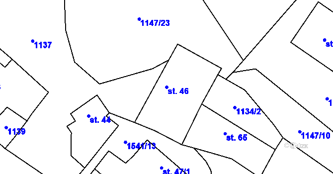 Parcela st. 46 v KÚ Ratiboř, Katastrální mapa