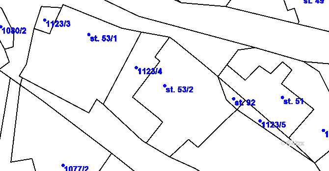 Parcela st. 53/2 v KÚ Ratiboř, Katastrální mapa