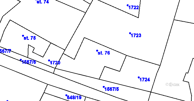 Parcela st. 76 v KÚ Ratiboř, Katastrální mapa
