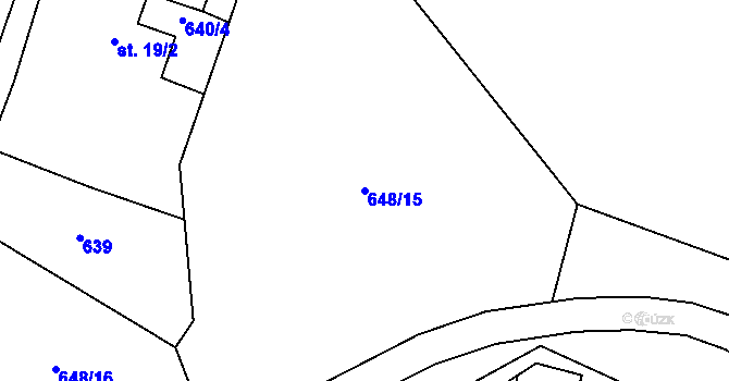 Parcela st. 648/15 v KÚ Ratiboř, Katastrální mapa
