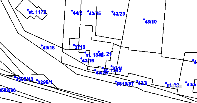 Parcela st. 21 v KÚ Ratiboř u Vsetína, Katastrální mapa
