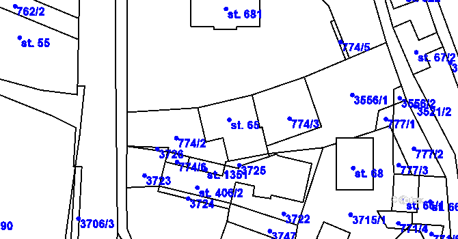 Parcela st. 65 v KÚ Ratiboř u Vsetína, Katastrální mapa