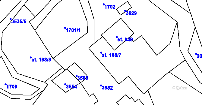 Parcela st. 168/7 v KÚ Ratiboř u Vsetína, Katastrální mapa