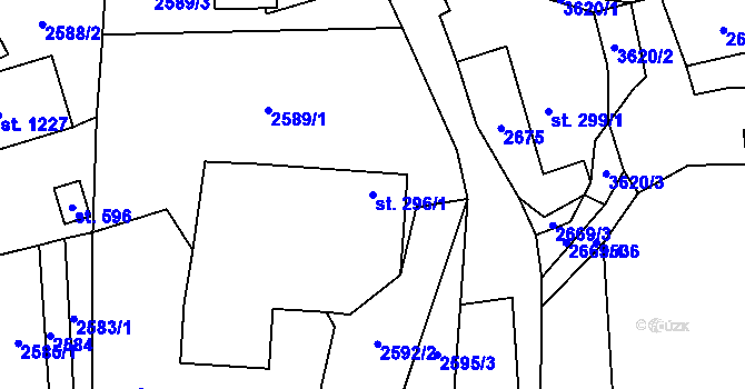 Parcela st. 296/1 v KÚ Ratiboř u Vsetína, Katastrální mapa