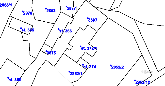 Parcela st. 372/1 v KÚ Ratiboř u Vsetína, Katastrální mapa