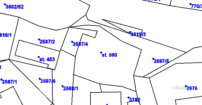 Parcela st. 560 v KÚ Ratiboř u Vsetína, Katastrální mapa