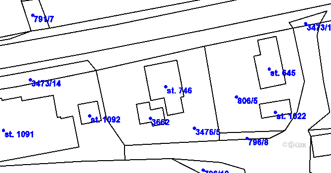 Parcela st. 746 v KÚ Ratiboř u Vsetína, Katastrální mapa