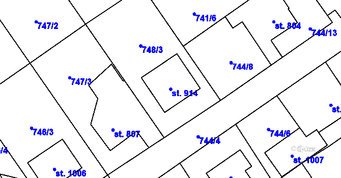 Parcela st. 914 v KÚ Ratiboř u Vsetína, Katastrální mapa